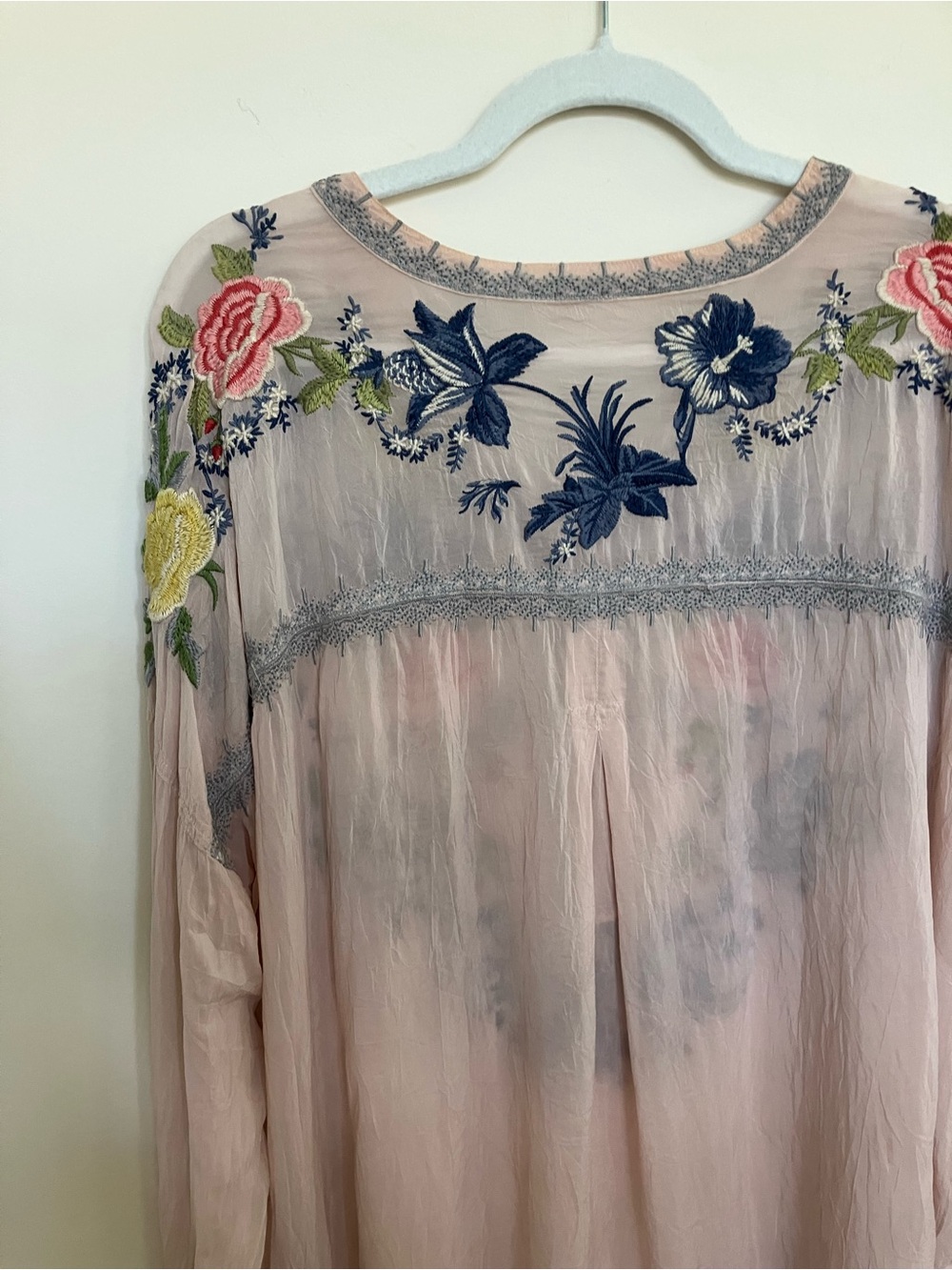 Johnny Was Blush Embroidered Floral Tunic - Picture 7 of 9